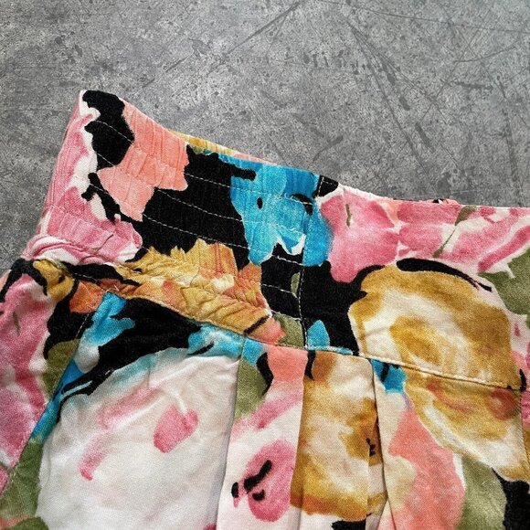 Vintage 80s Bugle Boy Anchor Blue Floral High Waisted Mom Shorts Womens Medium - Picture 3 of 12